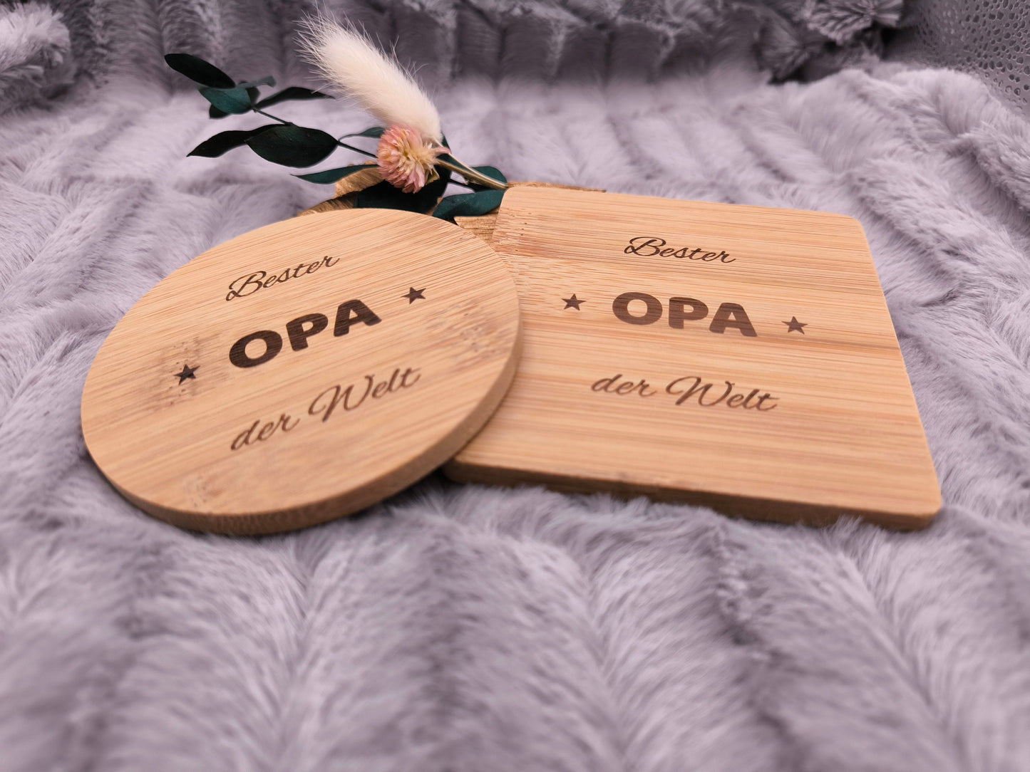 Untersetzer Bester OPA der Welt personalisiert Bambus mit Wunschgravur individuelles Geschenk Geschenkidee Glasuntersetzer Geschenk
