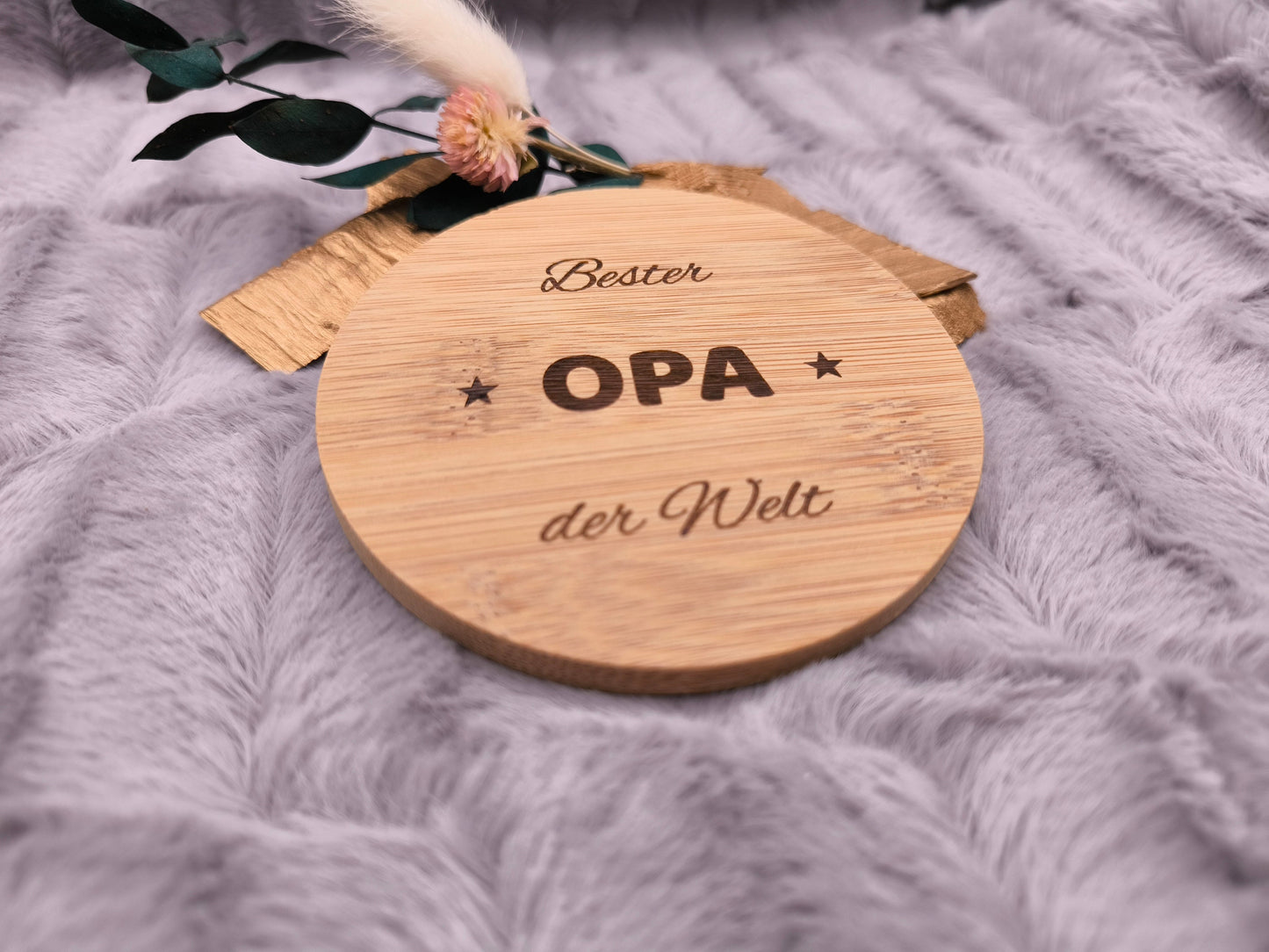 Untersetzer Bester OPA der Welt personalisiert Bambus mit Wunschgravur individuelles Geschenk Geschenkidee Glasuntersetzer Geschenk