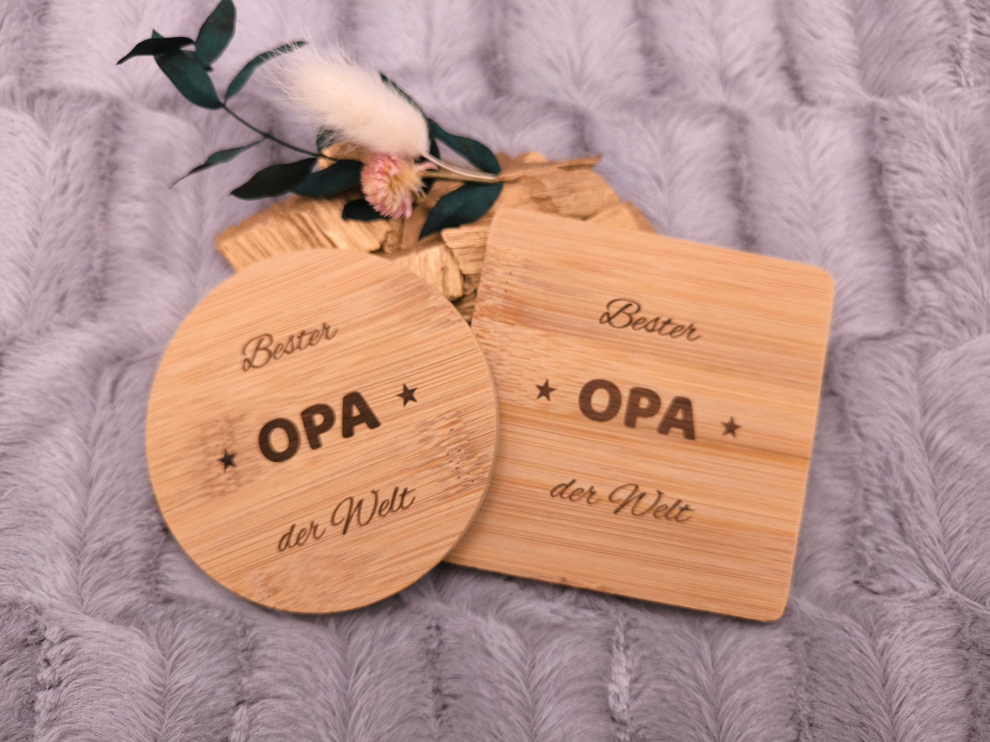 Untersetzer Bester OPA der Welt personalisiert Bambus mit Wunschgravur individuelles Geschenk Geschenkidee Glasuntersetzer Geschenk