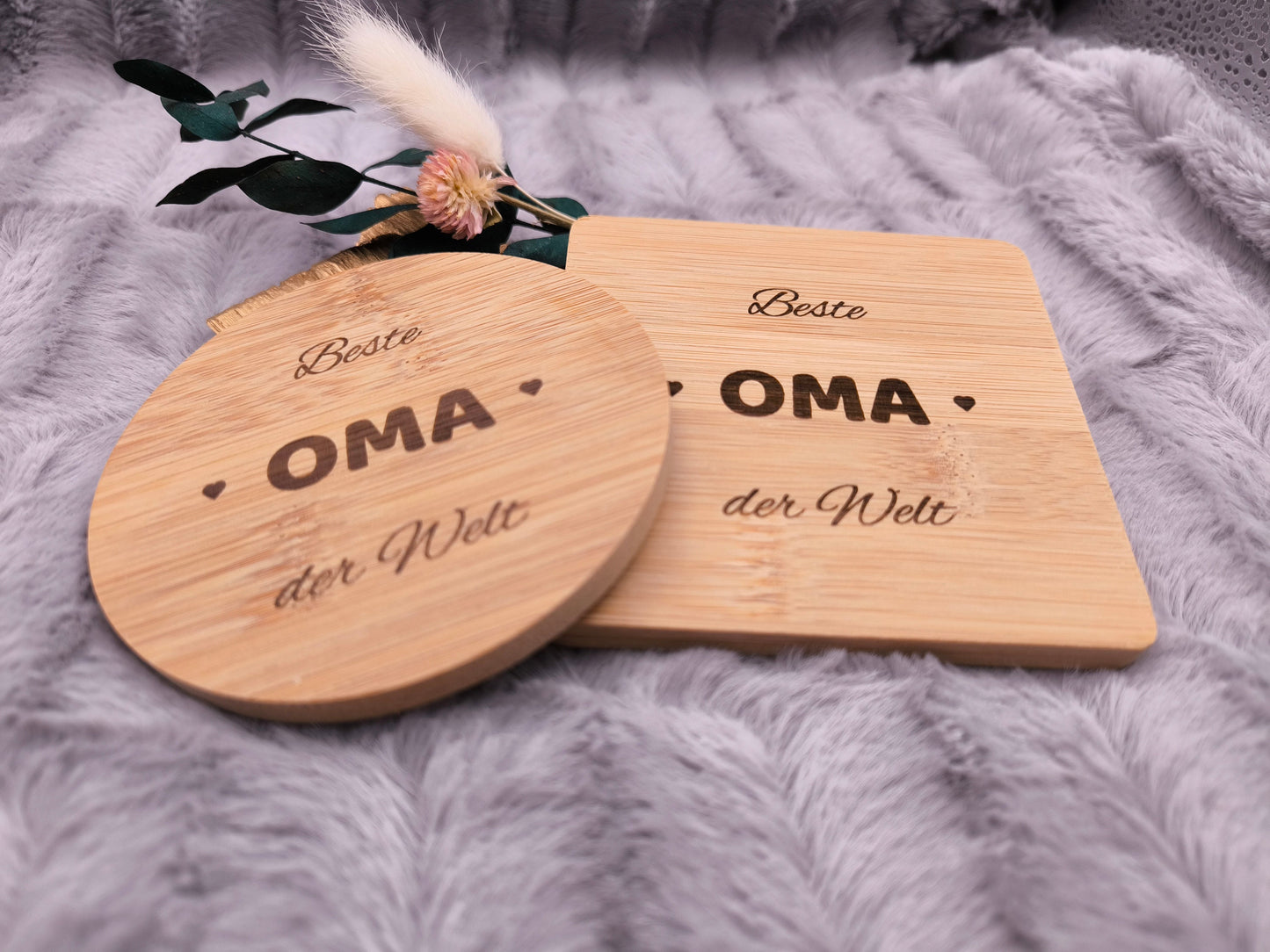 Untersetzer Beste OMA der Welt personalisiert Bambus mit Wunschgravur individuelles Geschenk Geschenkidee Glasuntersetzer Geschenk