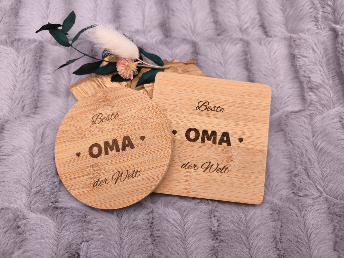 Untersetzer Beste OMA der Welt personalisiert Bambus mit Wunschgravur individuelles Geschenk Geschenkidee Glasuntersetzer Geschenk