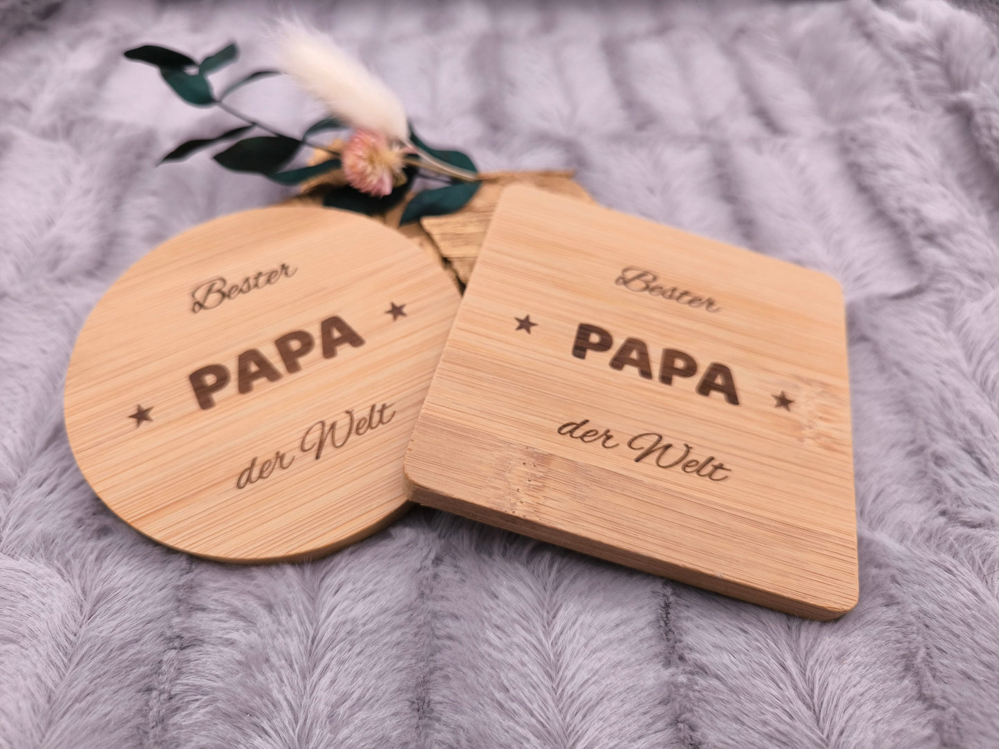 Untersetzer Bester PAPA der Welt personalisiert Bambus mit Wunschgravur individuelles Geschenk Geschenkidee Glasuntersetzer Geschenk