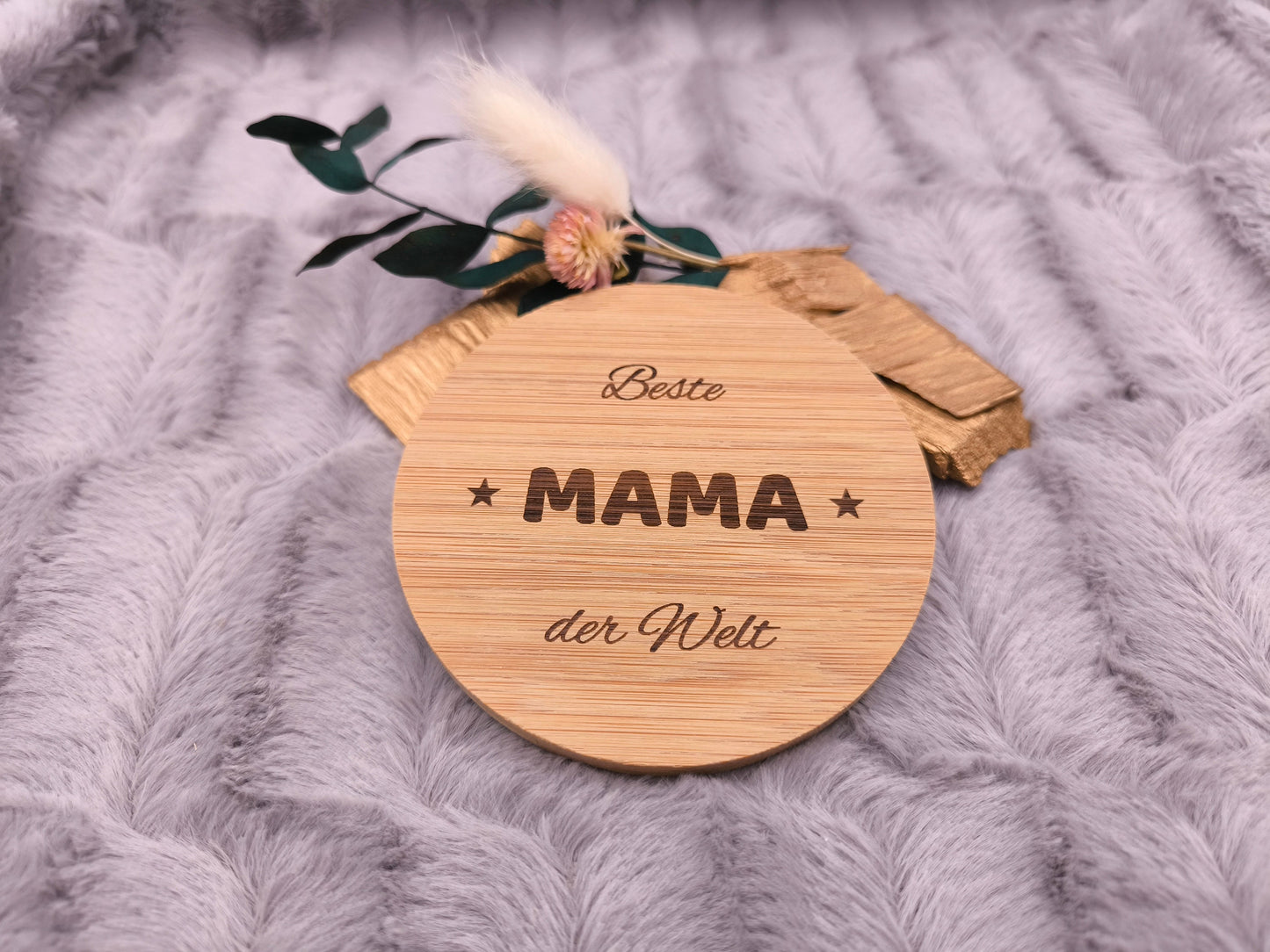 Untersetzer Beste MAMA der Welt personalisiert Bambus mit Wunschgravur individuelles Geschenk Geschenkidee Glasuntersetzer Geschenk