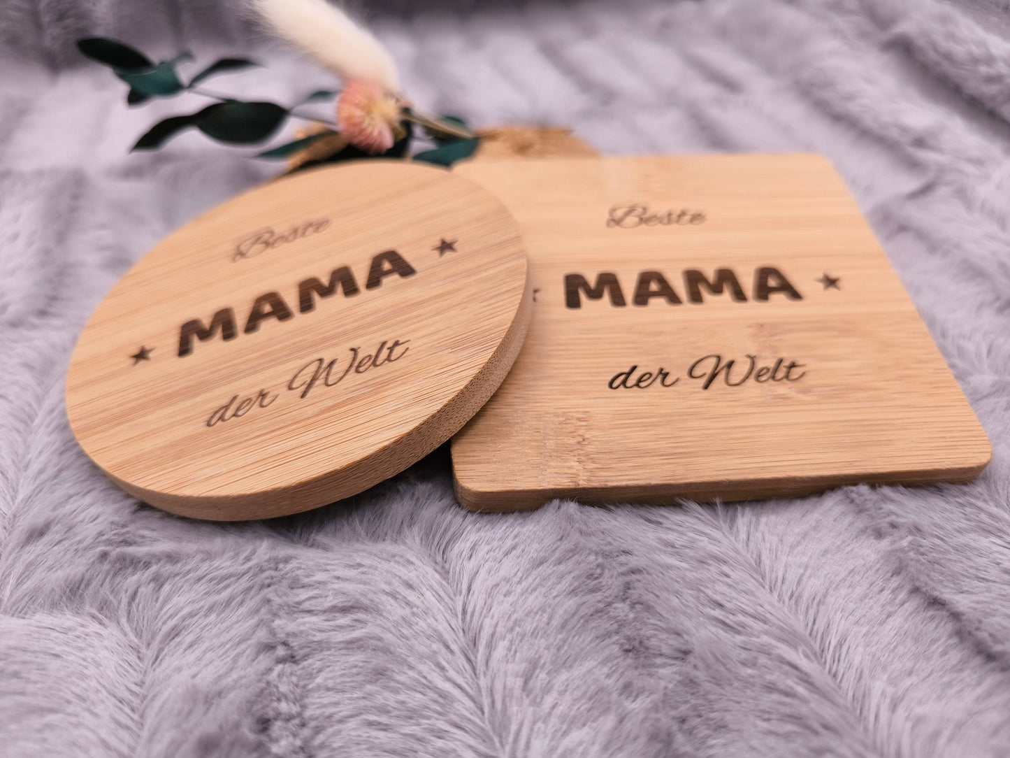 Untersetzer Beste MAMA der Welt personalisiert Bambus mit Wunschgravur individuelles Geschenk Geschenkidee Glasuntersetzer Geschenk