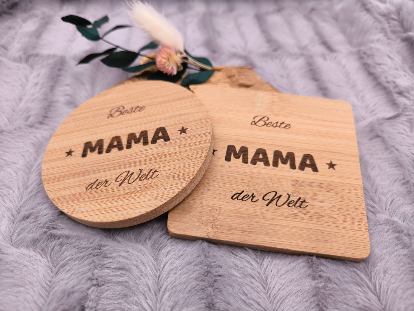 Untersetzer Beste MAMA der Welt personalisiert Bambus mit Wunschgravur individuelles Geschenk Geschenkidee Glasuntersetzer Geschenk