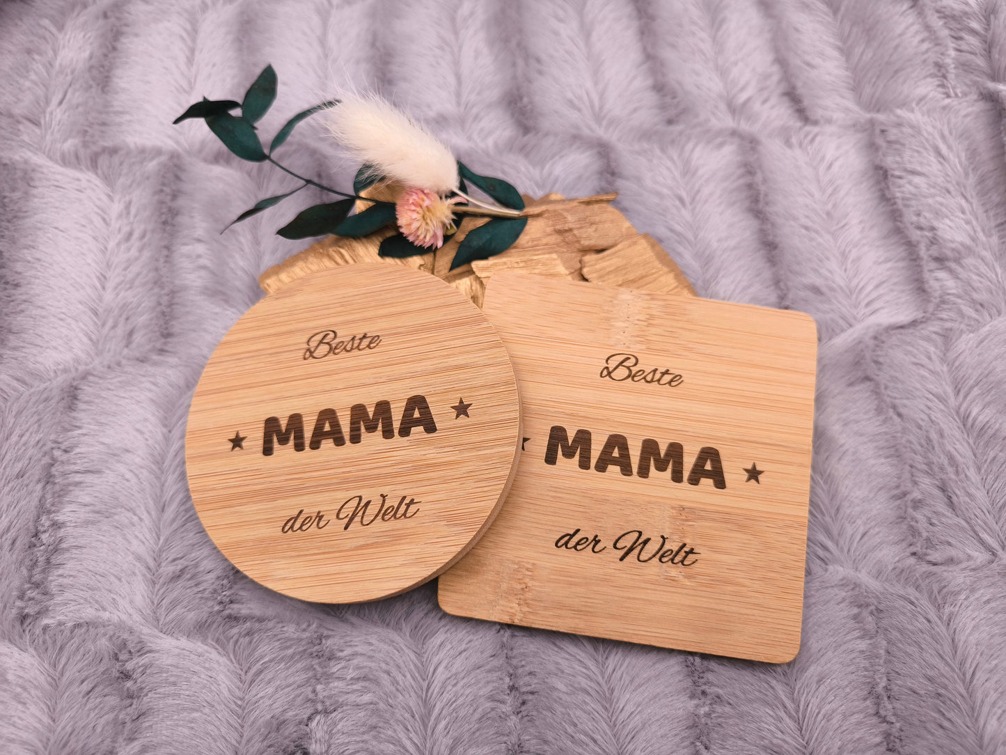 Untersetzer Beste MAMA der Welt personalisiert Bambus mit Wunschgravur individuelles Geschenk Geschenkidee Glasuntersetzer Geschenk