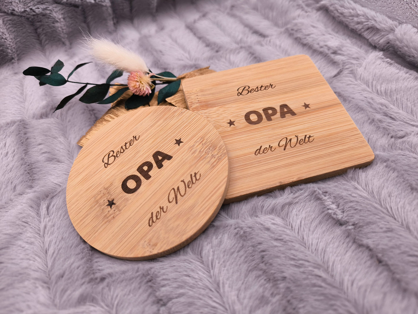 Untersetzer Bester OPA der Welt personalisiert Bambus mit Wunschgravur individuelles Geschenk Geschenkidee Glasuntersetzer Geschenk