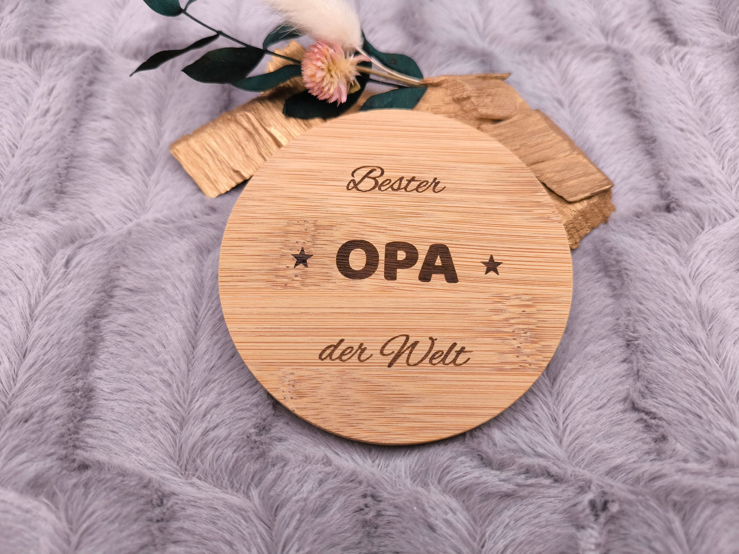 Untersetzer Bester OPA der Welt personalisiert Bambus mit Wunschgravur individuelles Geschenk Geschenkidee Glasuntersetzer Geschenk