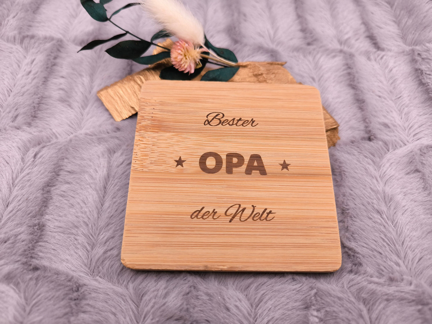 Untersetzer Bester OPA der Welt personalisiert Bambus mit Wunschgravur individuelles Geschenk Geschenkidee Glasuntersetzer Geschenk