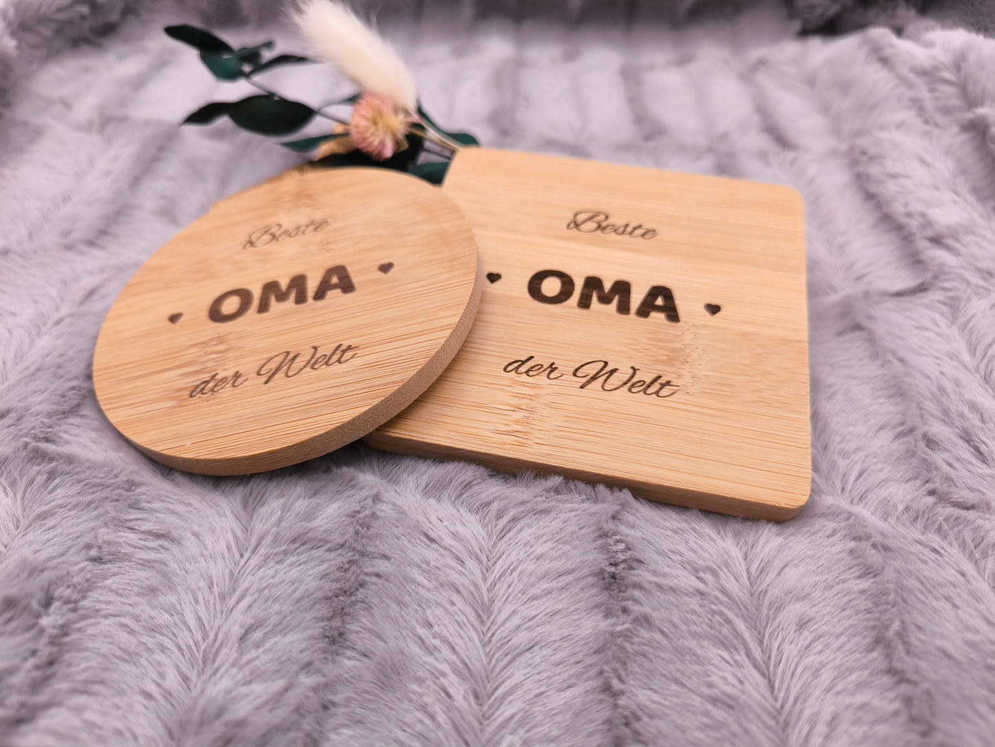 Untersetzer Beste OMA der Welt personalisiert Bambus mit Wunschgravur individuelles Geschenk Geschenkidee Glasuntersetzer Geschenk