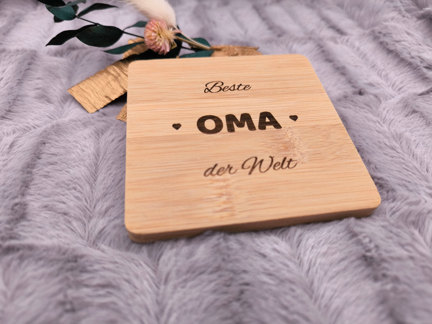 Untersetzer Beste OMA der Welt personalisiert Bambus mit Wunschgravur individuelles Geschenk Geschenkidee Glasuntersetzer Geschenk