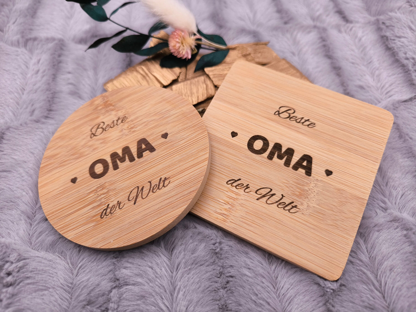 Untersetzer Beste OMA der Welt personalisiert Bambus mit Wunschgravur individuelles Geschenk Geschenkidee Glasuntersetzer Geschenk
