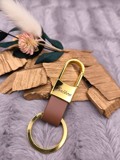 Schlüsselanhänger gold personalisiert Karabiner Kunstleder mit individueller Gravur 3 Farben zur Auswahl Geschenk