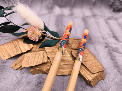 2 Chopsticks personalisiert Essstäbchen 1 Paar Bambus 22,5 cm 5 Motive Wunschgravur China Essen Food Sushi Geschenk