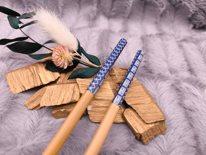 2 Chopsticks personalisiert blau Essstäbchen 1 Paar Bambus 22,5 cm 5 Motive Wunschgravur China Essen Food Sushi Geschenk