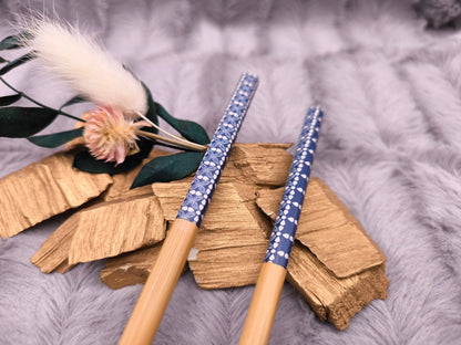 2 Chopsticks personalisiert blau Essstäbchen 1 Paar Bambus 22,5 cm 5 Motive Wunschgravur China Essen Food Sushi Geschenk