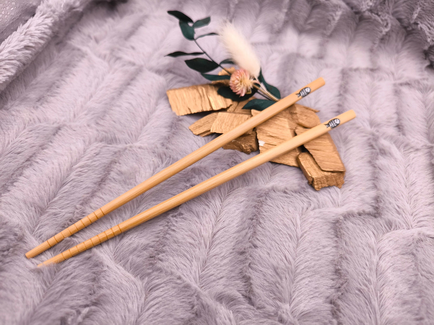 2 Chopsticks personalisiert Fisch Essstäbchen 1 Paar Bambus 22,5 cm Wunschgravur China Essen Food Sushi Geschenk