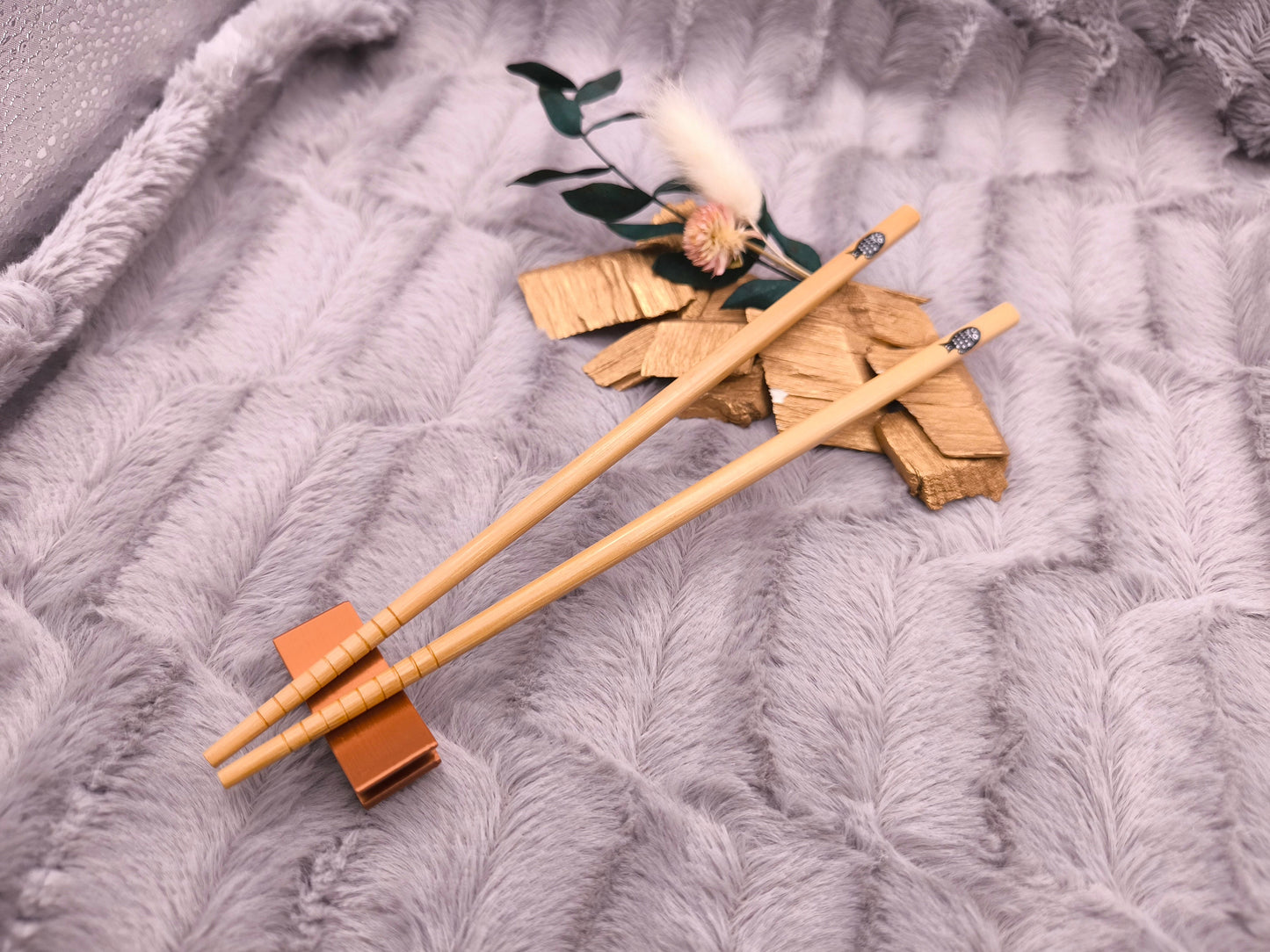 2 Chopsticks personalisiert Fisch Essstäbchen 1 Paar Bambus 22,5 cm Wunschgravur China Essen Food Sushi Geschenk