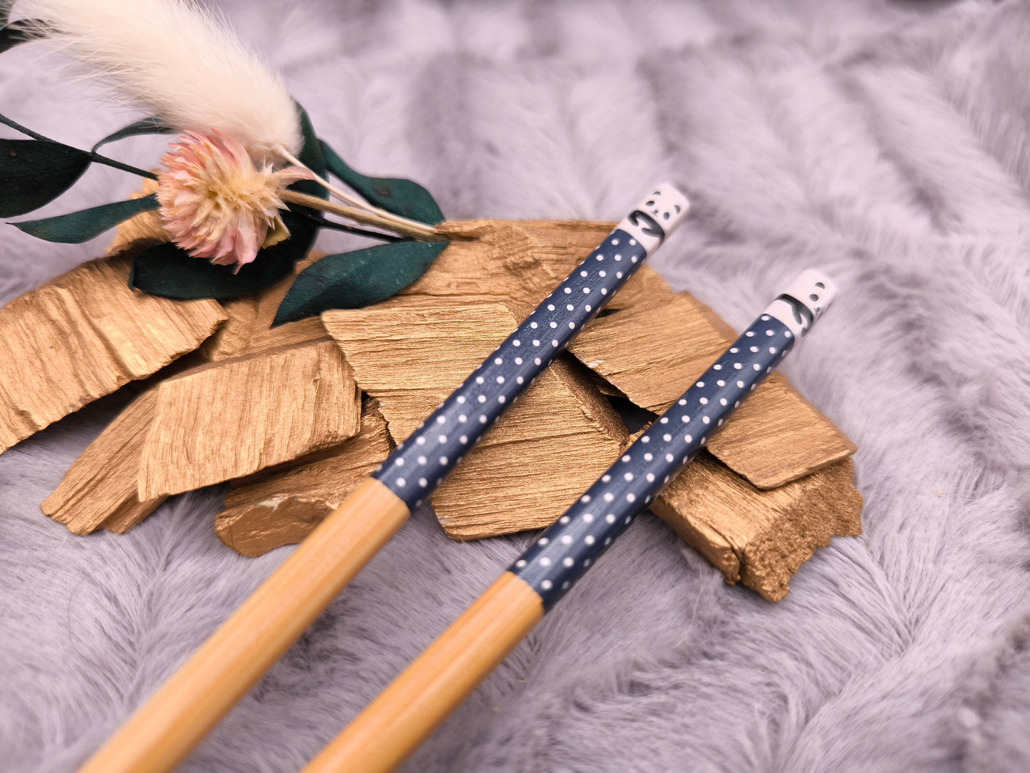 2 Chopsticks personalisiert Panda Dots Essstäbchen 1 Paar Bambus 22,5 cm 5 Motive Wunschgravur China Essen Food Sushi Geschenk