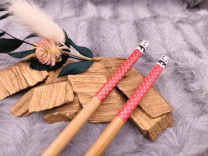 2 Chopsticks personalisiert Panda Dots Essstäbchen 1 Paar Bambus 22,5 cm 5 Motive Wunschgravur China Essen Food Sushi Geschenk