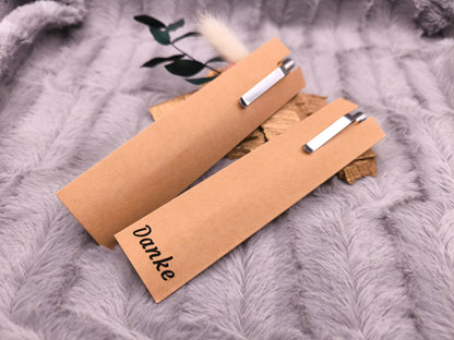 Kugelschreiber personalisiert mit Etui aus Pappe Bambus Gravur schwarz Kuli Stift Holz Gastgeschenk Geschenk Gift