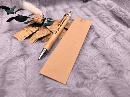 Kugelschreiber personalisiert mit Etui aus Pappe Bambus Gravur schwarz Kuli Stift Holz Gastgeschenk Geschenk Gift