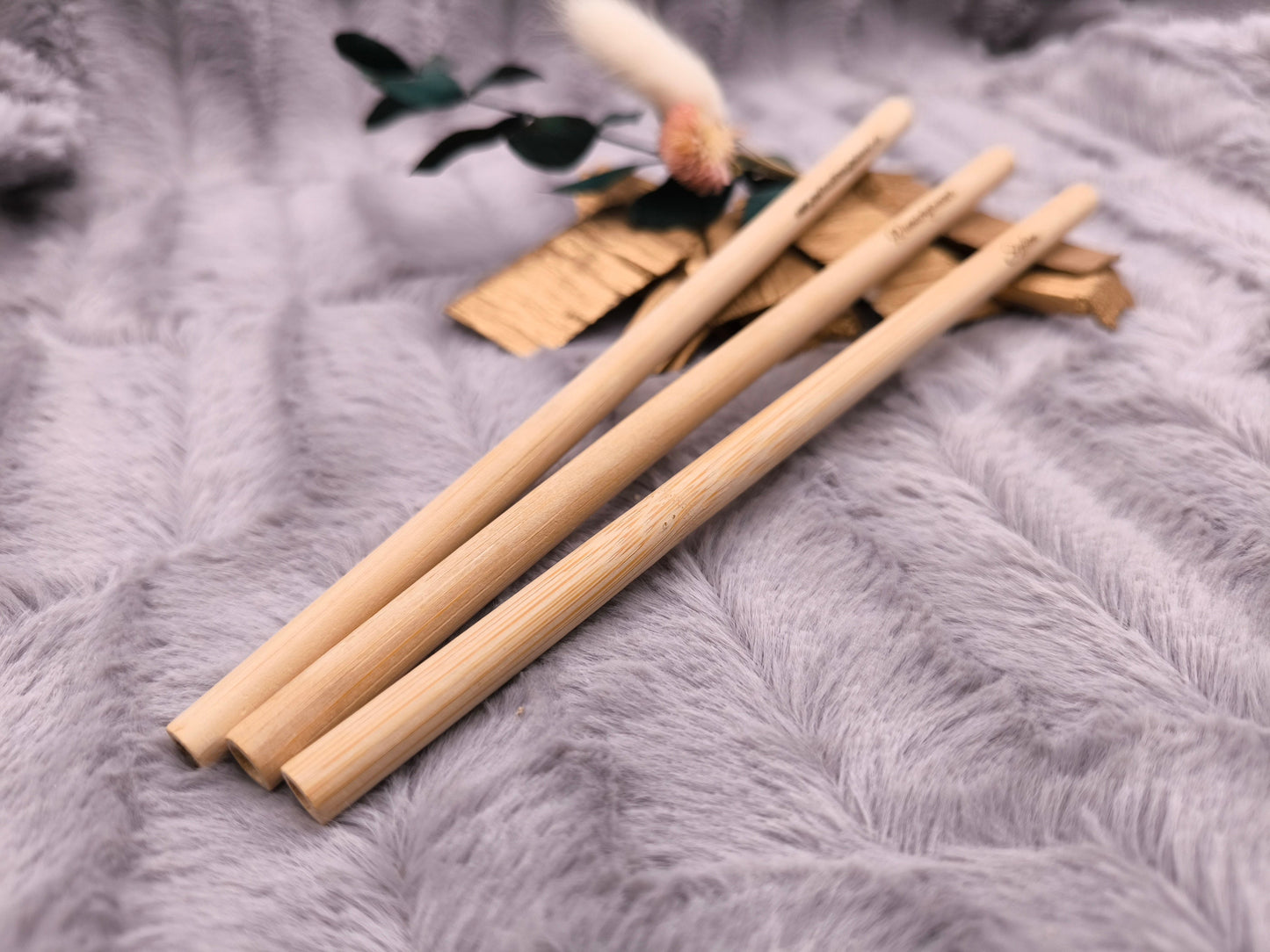 Trinkhalm personalisiert aus Bambus Strohhalm mit individueller Gravur Straw Geschenk