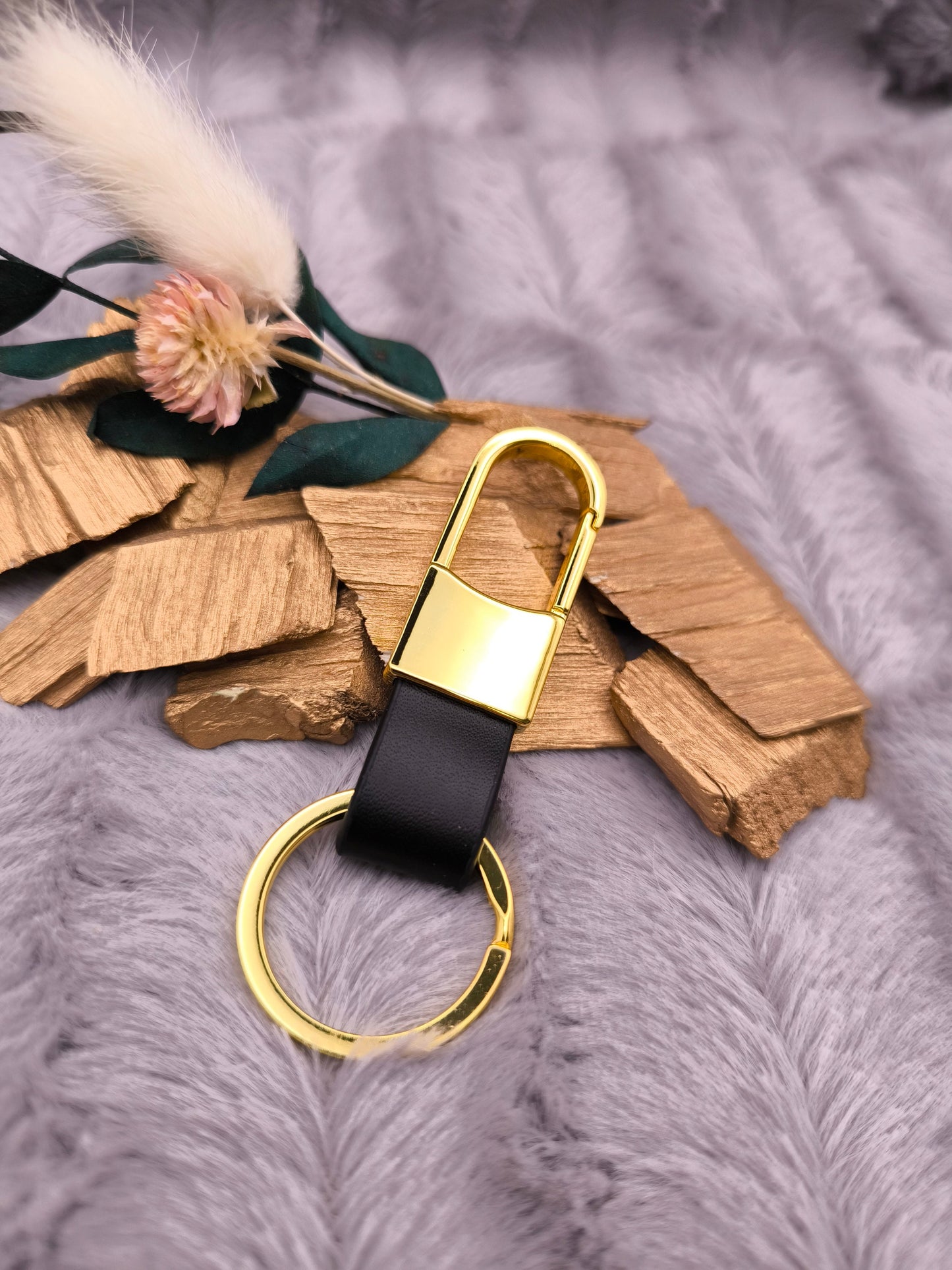 Schlüsselanhänger gold personalisiert Karabiner Kunstleder mit individueller Gravur 3 Farben zur Auswahl Geschenk