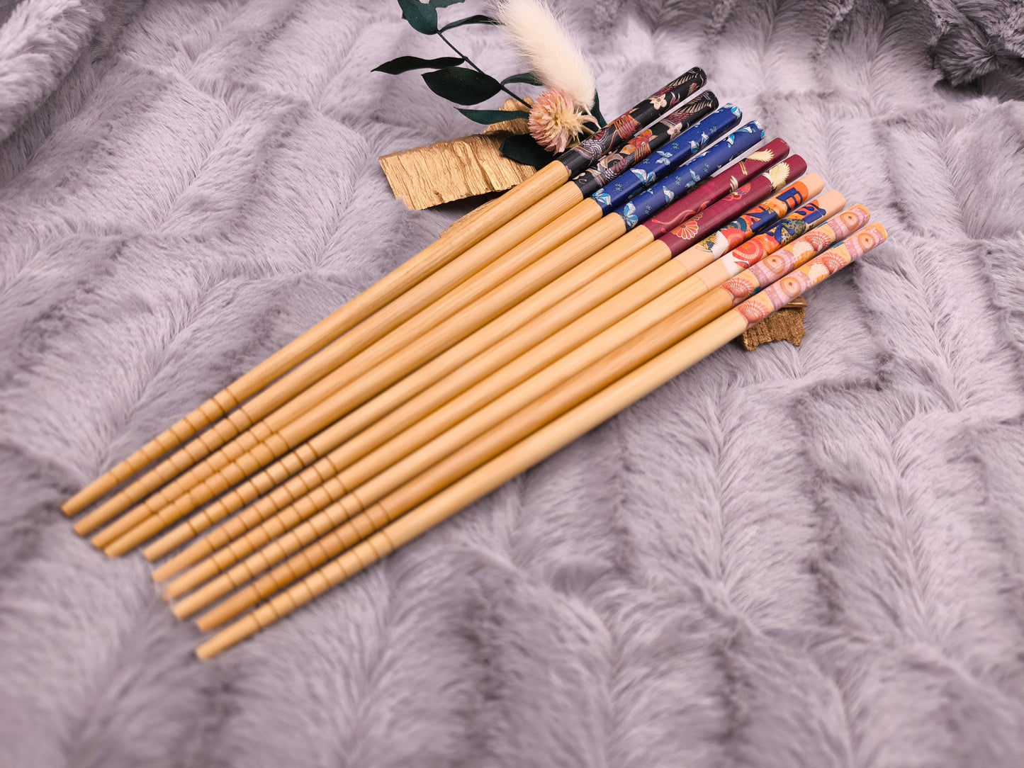 2 Chopsticks personalisiert Essstäbchen 1 Paar Bambus 22,5 cm 5 Motive Wunschgravur China Essen Food Sushi Geschenk