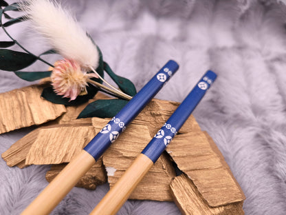 2 Chopsticks personalisiert blau Essstäbchen 1 Paar Bambus 22,5 cm 5 Motive Wunschgravur China Essen Food Sushi Geschenk