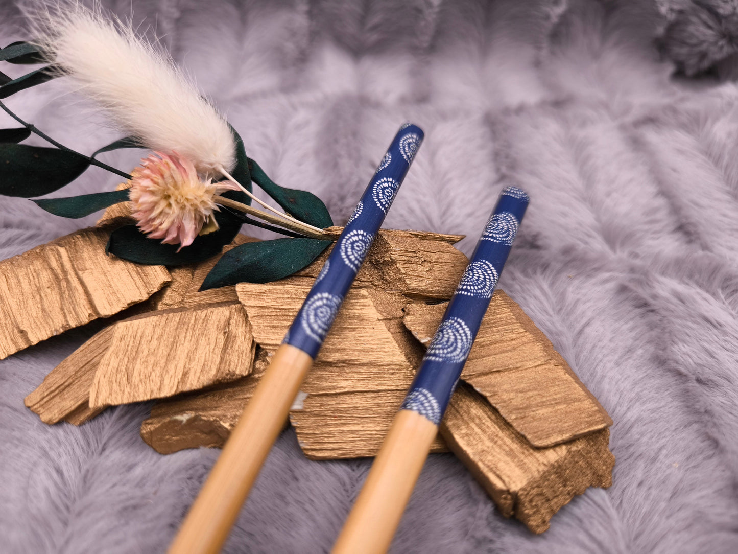 2 Chopsticks personalisiert blau Essstäbchen 1 Paar Bambus 22,5 cm 5 Motive Wunschgravur China Essen Food Sushi Geschenk