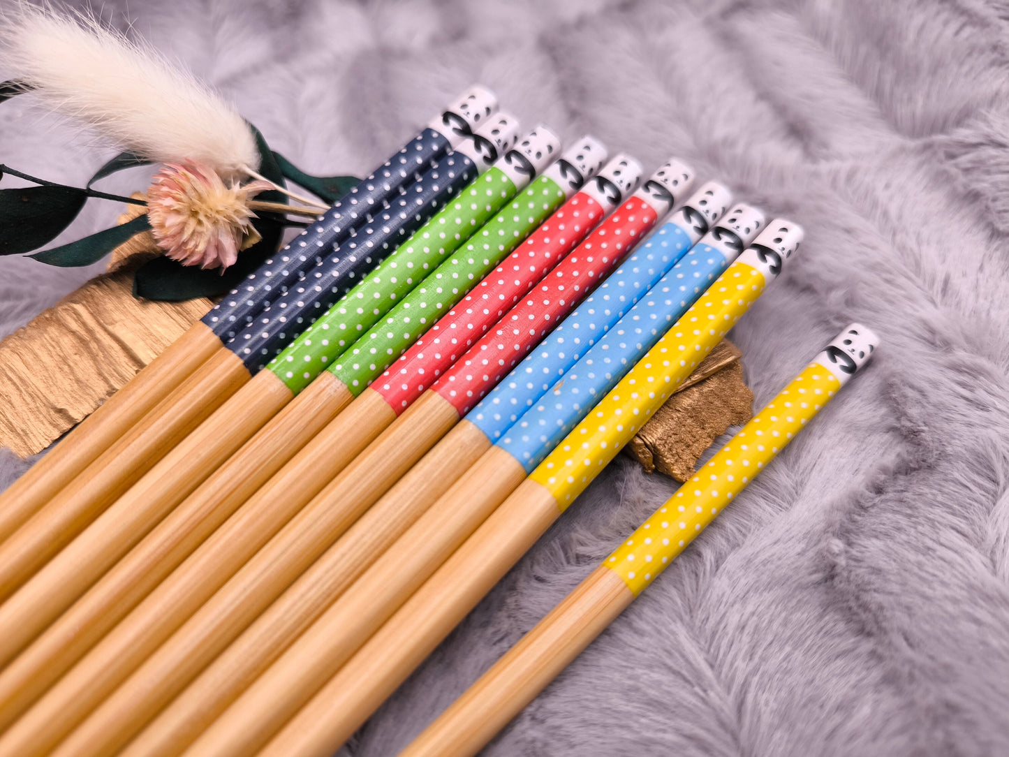 2 Chopsticks personalisiert Panda Dots Essstäbchen 1 Paar Bambus 22,5 cm 5 Motive Wunschgravur China Essen Food Sushi Geschenk