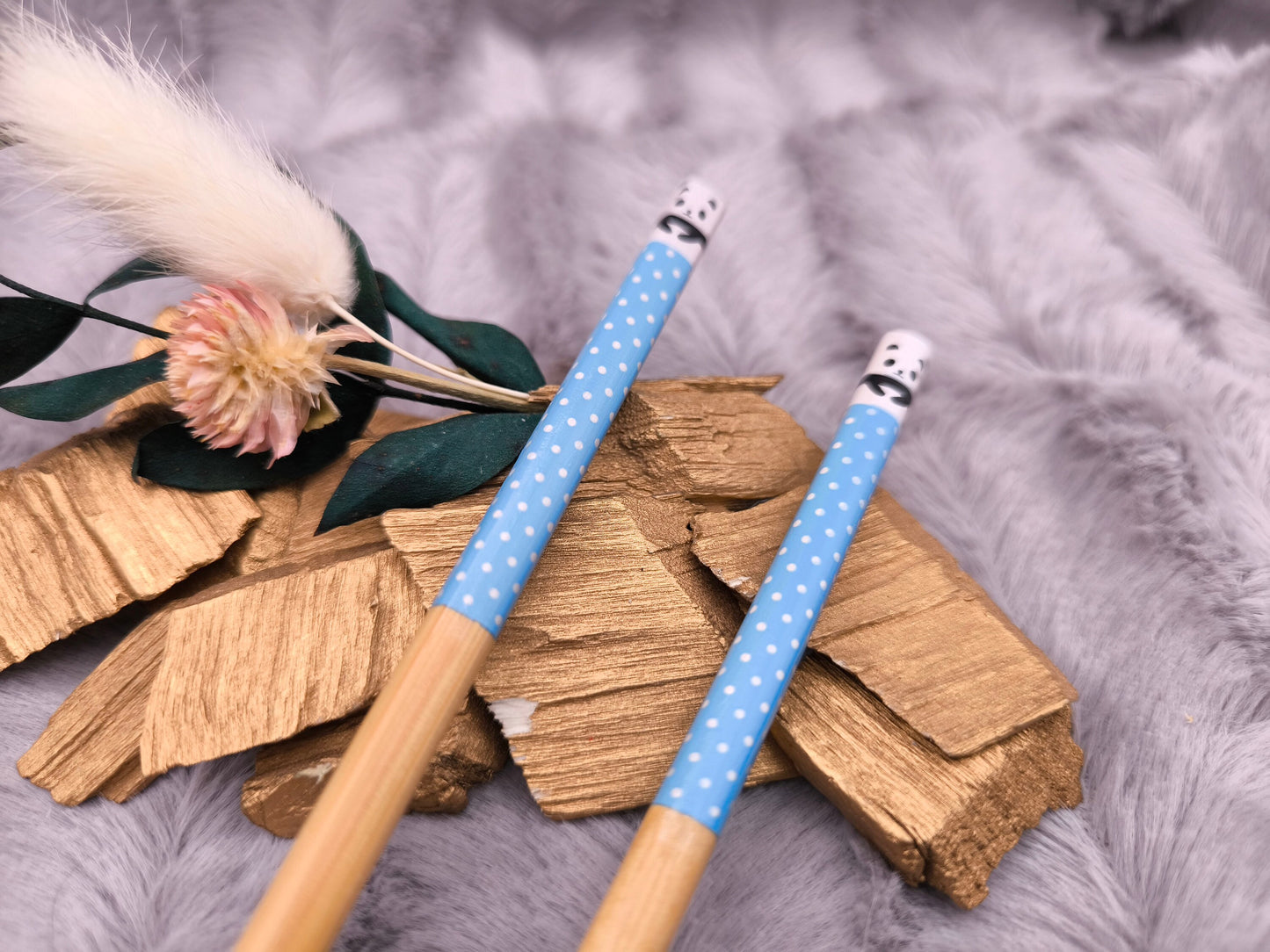 2 Chopsticks personalisiert Panda Dots Essstäbchen 1 Paar Bambus 22,5 cm 5 Motive Wunschgravur China Essen Food Sushi Geschenk