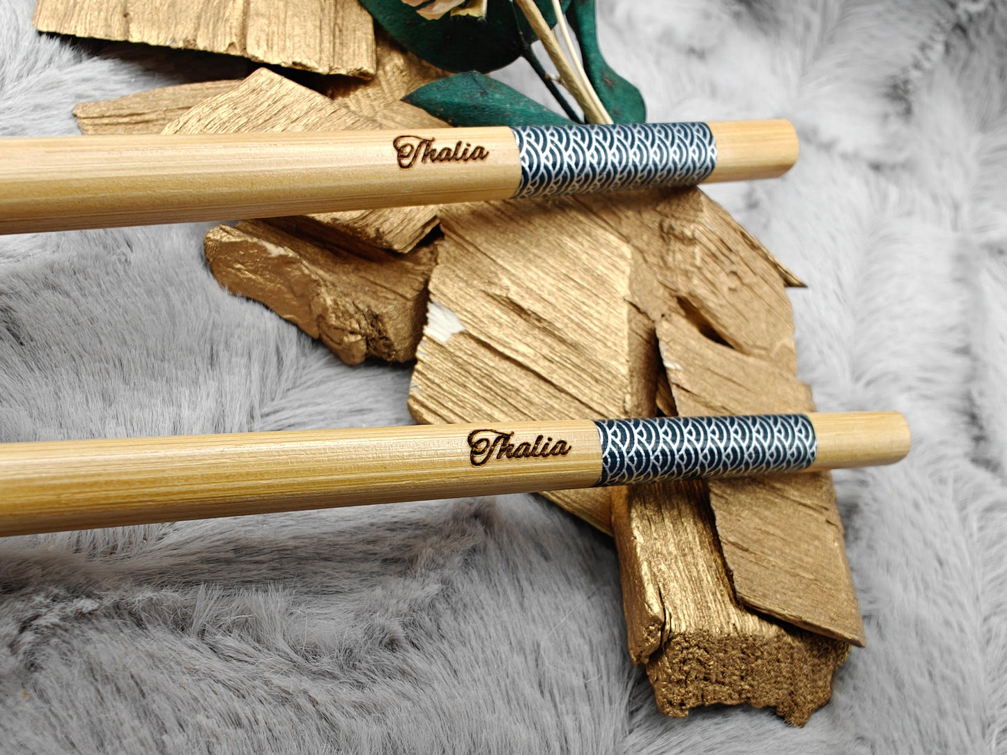 2 Chopsticks personalisiert mit Muster Essstäbchen 1 Paar Bambus 24 cm Wunschgravur China Essen Food Sushi Geschenk