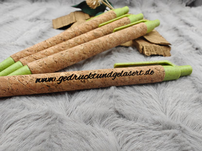 Kugelschreiber personalisiert aus Kork mit Gravur 4 Farben zur Wahl Kuli Stift Gastgeschenk Geschenk