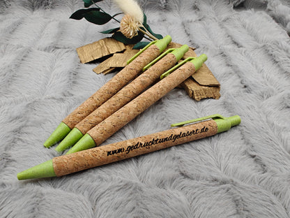 Kugelschreiber personalisiert aus Kork mit Gravur 4 Farben zur Wahl Kuli Stift Gastgeschenk Geschenk