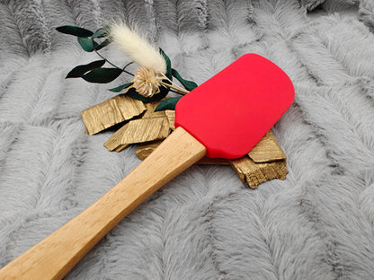 Teigschaber Silikonspatel personalisiert unifarben rot  backen, kochen ca. 25 cm lang mit Wunschgravur personalisiert Geschenk