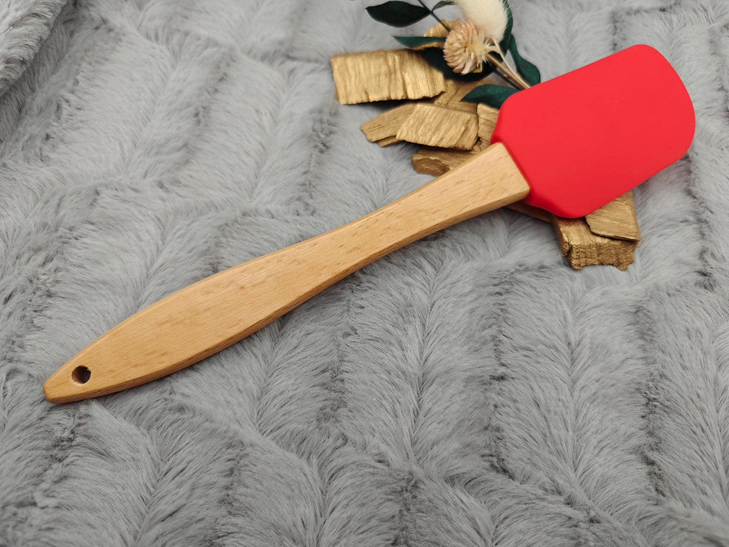 Teigschaber Silikonspatel personalisiert unifarben rot  backen, kochen ca. 25 cm lang mit Wunschgravur personalisiert Geschenk