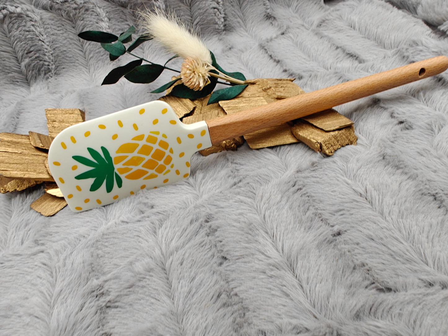 Teigschaber Silikonspatel personalisiert Ananas  backen, kochen ca. 23 cm lang mit Wunschgravur personalisiert Geschenk