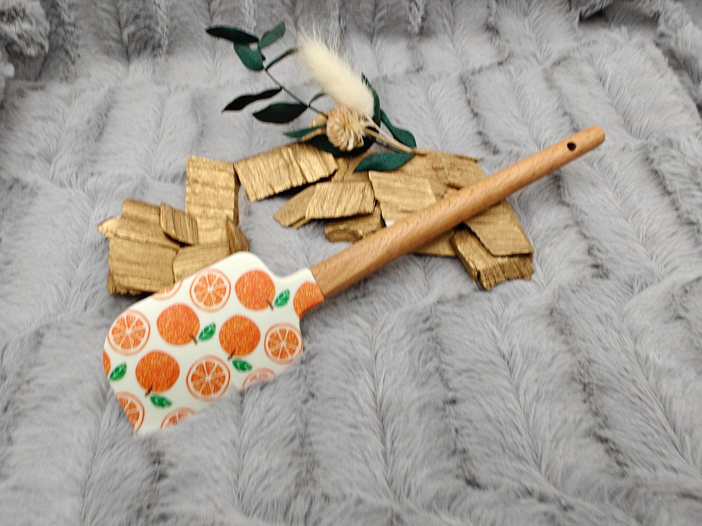 Teigschaber Silikonspatel personalisiert Orange  backen, kochen ca. 23 cm lang mit Wunschgravur personalisiert Geschenk