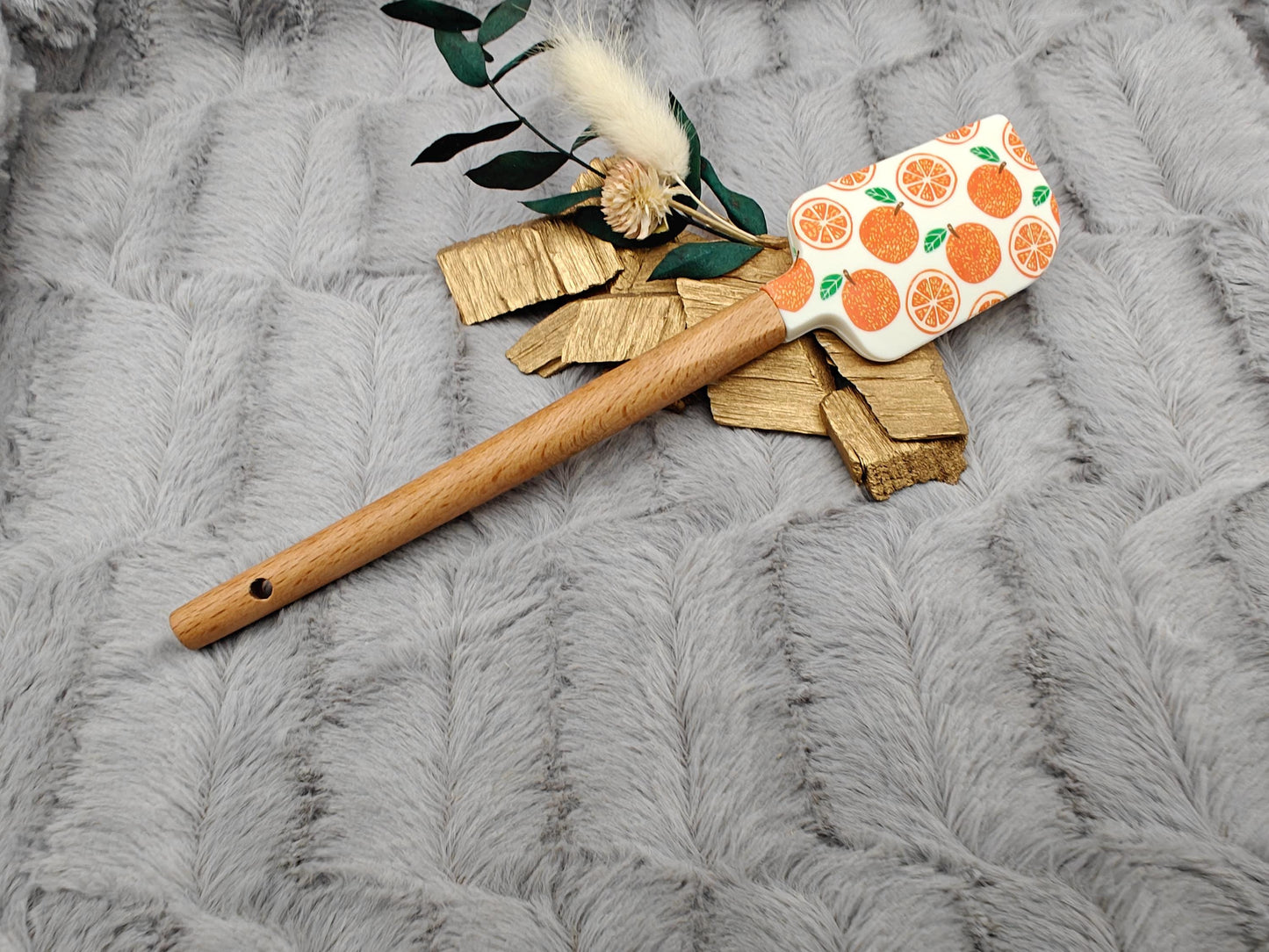 Teigschaber Silikonspatel personalisiert Orange  backen, kochen ca. 23 cm lang mit Wunschgravur personalisiert Geschenk