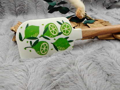 Teigschaber Silikonspatel personalisiert Limette  backen, kochen ca. 23 cm lang mit Wunschgravur personalisiert Geschenk