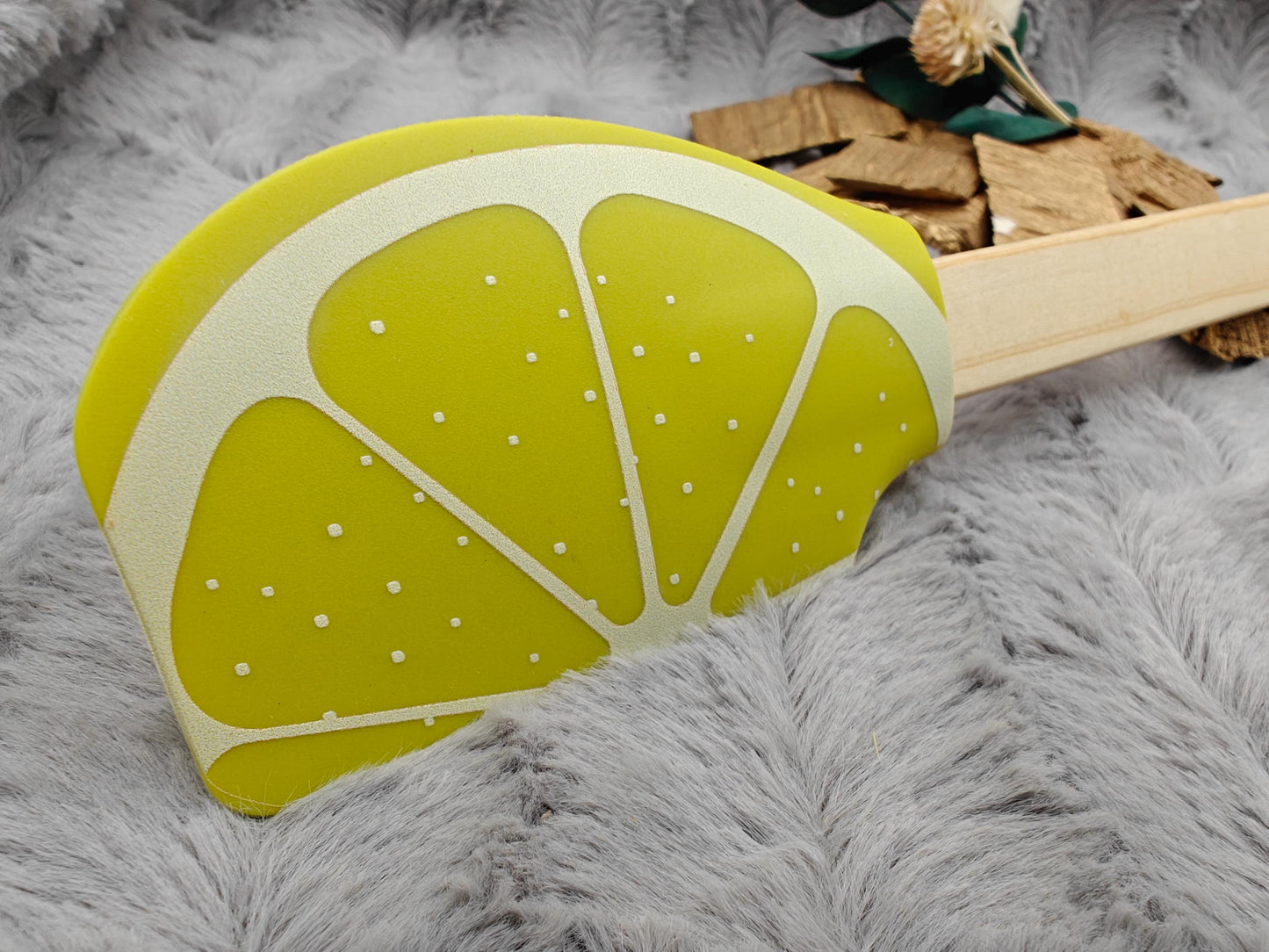 Teigschaber Silikonspatel XXL Zitrone personalisiert Holz Spatel  backen kochen grillen ca. 29 cm lang