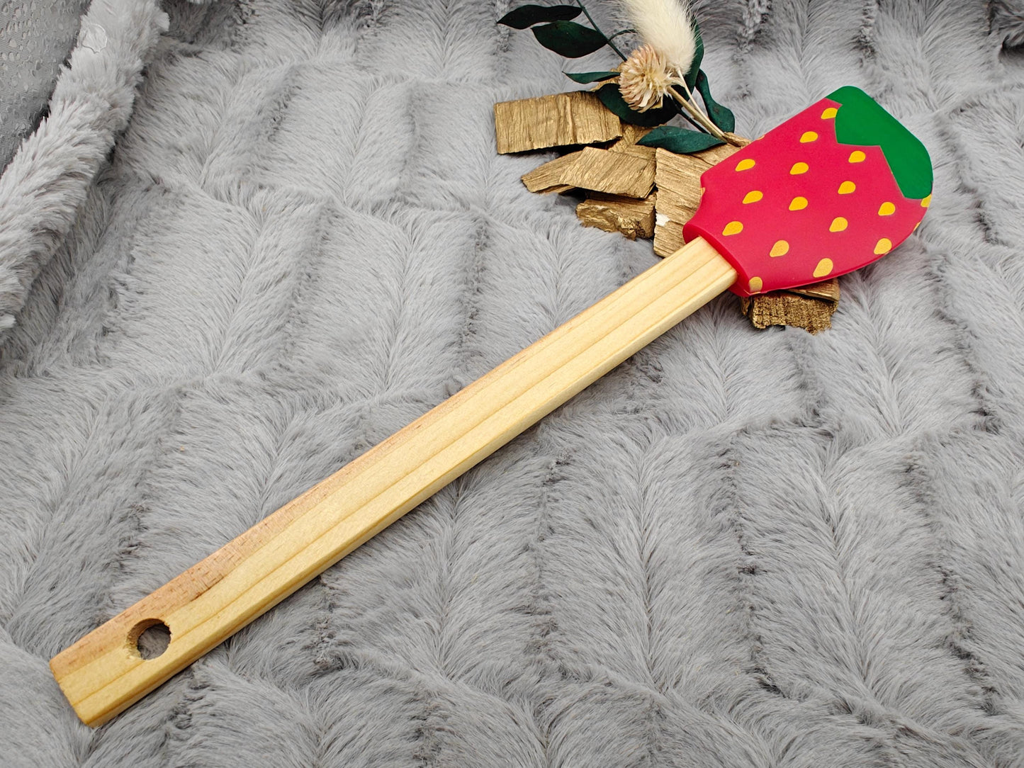 Teigschaber Silikonspatel XXL Erdbeere personalisiert Holz Spatel  backen kochen grillen ca. 29 cm lang