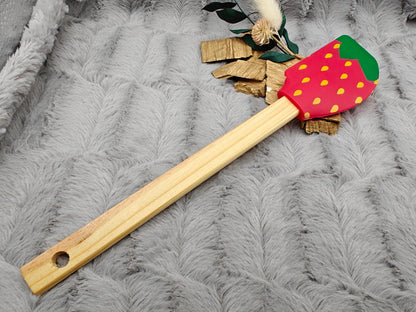 Teigschaber Silikonspatel XXL Erdbeere personalisiert Holz Spatel  backen kochen grillen ca. 29 cm lang
