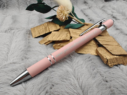 Kugelschreiber personalisiert mit Touchpen pastellfarbe aus Aluminium mit Gravur Kuli Stift Holz Gastgeschenk Geschenk