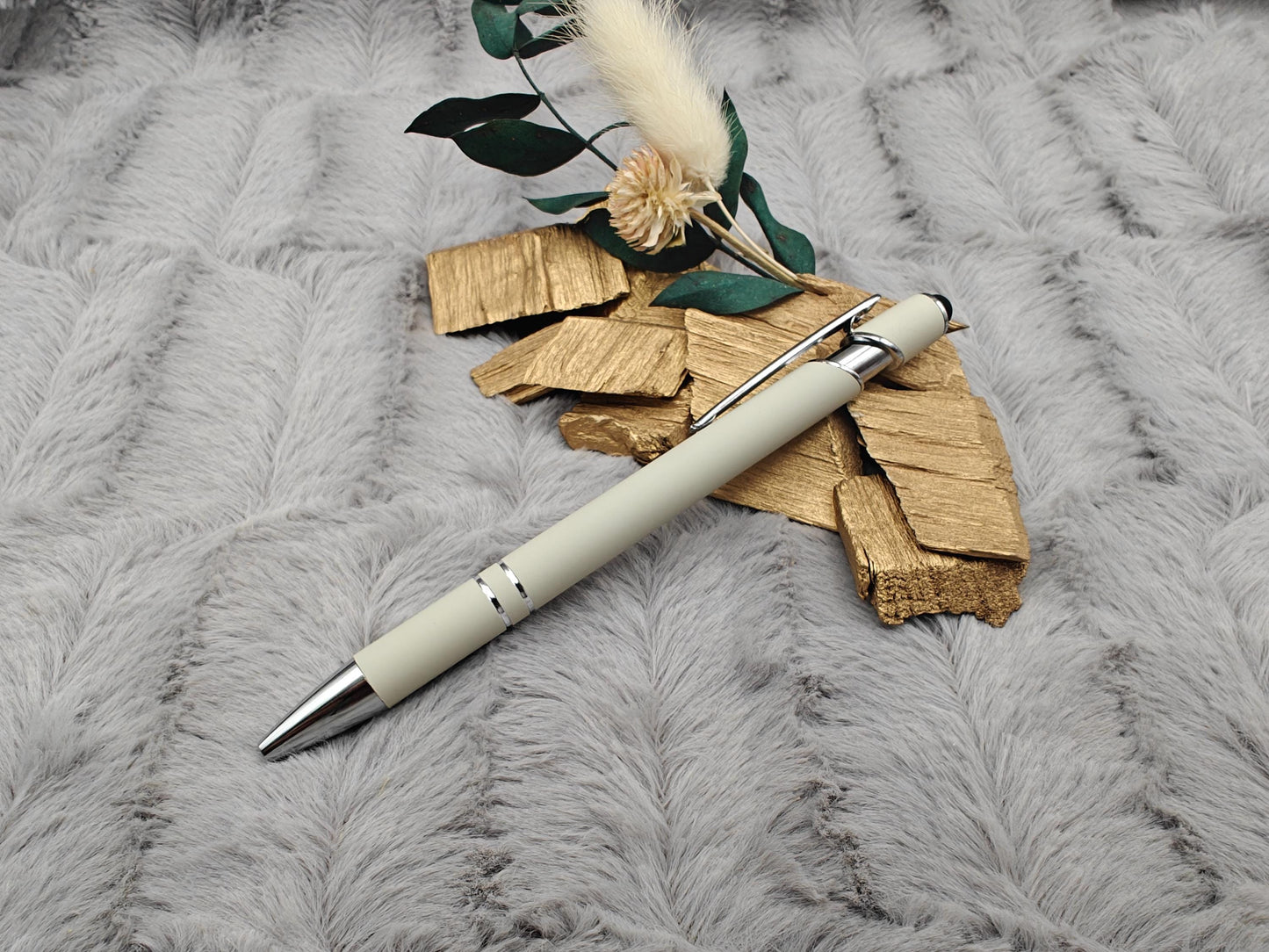 Kugelschreiber personalisiert mit Touchpen pastellfarbe aus Aluminium mit Gravur Kuli Stift Holz Gastgeschenk Geschenk