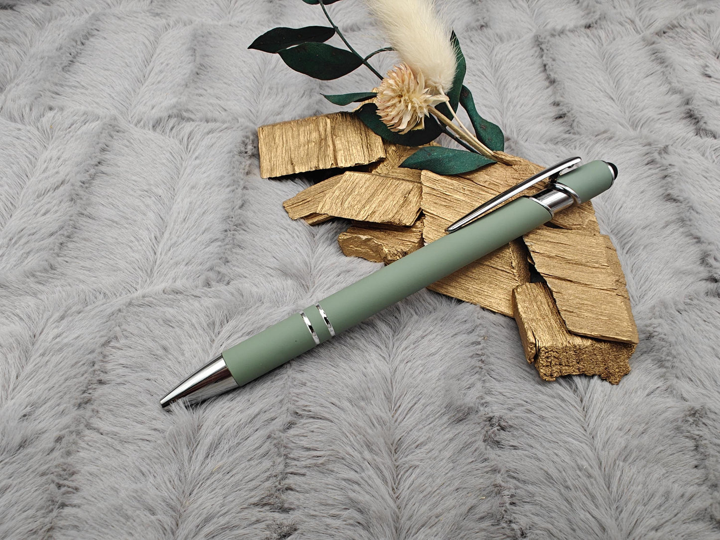 Kugelschreiber personalisiert mit Touchpen pastellfarbe aus Aluminium mit Gravur Kuli Stift Holz Gastgeschenk Geschenk