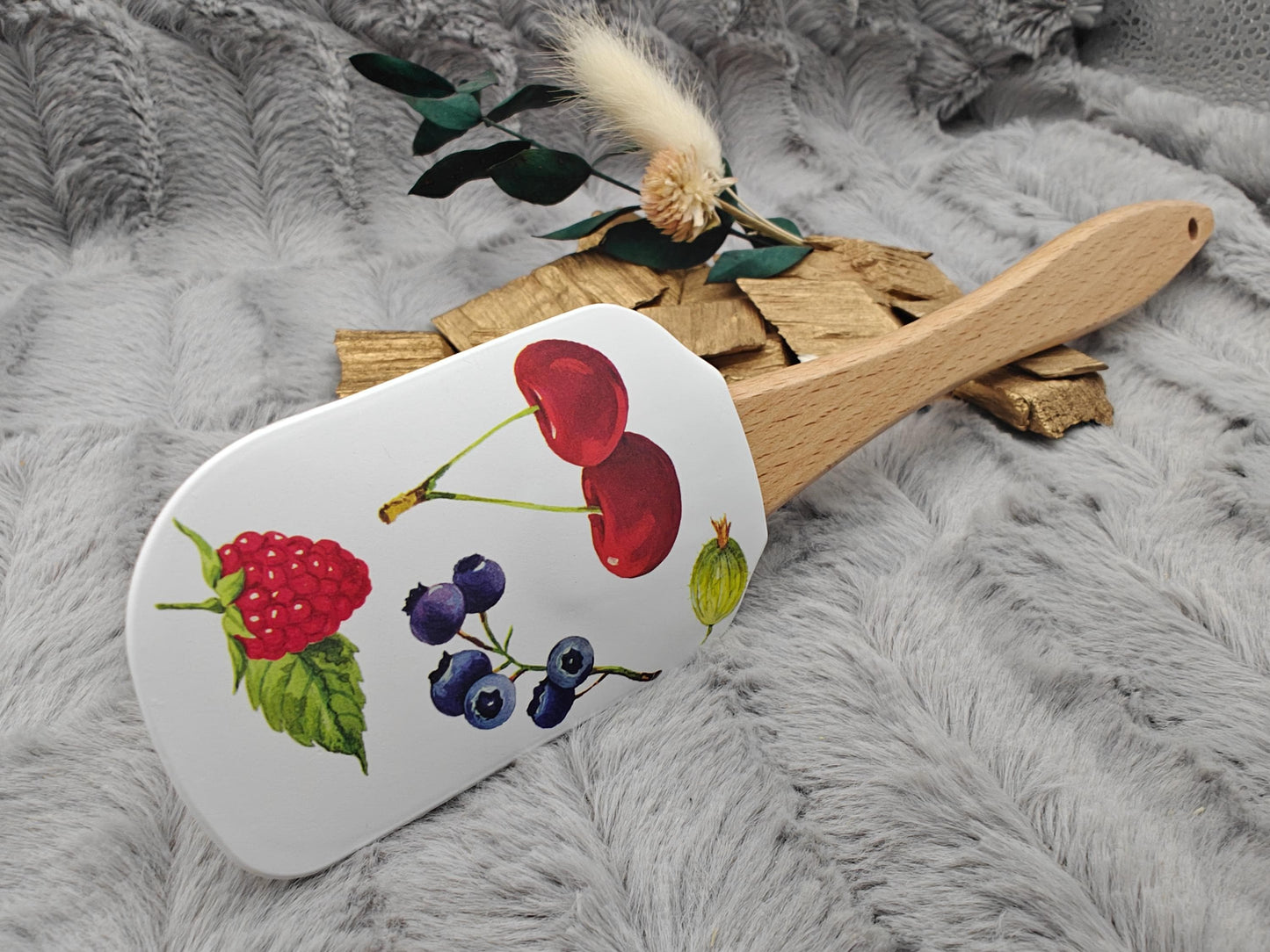 Teigschaber Silikonspatel personalisiert Früchtetraum Berry  backen, kochen ca. 25 cm lang mit Wunschgravur personalisiert Geschenk