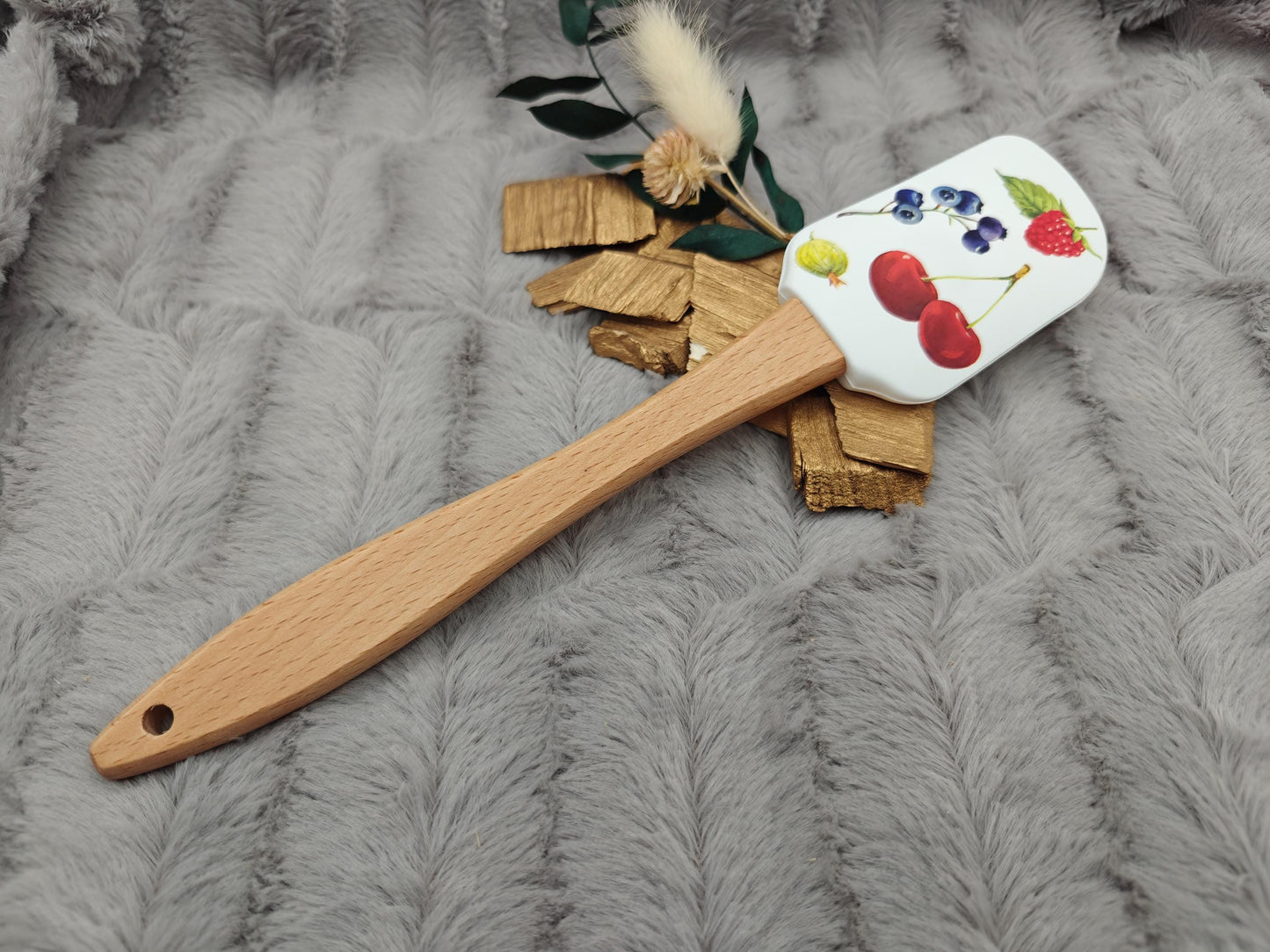 Teigschaber Silikonspatel personalisiert Früchtetraum Berry  backen, kochen ca. 25 cm lang mit Wunschgravur personalisiert Geschenk